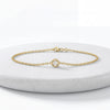 Round Brilliant Cut Diamond Bezel Solitaire Chain Link Bracelet 14K Gold