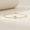 Oval Diamond Bezel Solitaire Chain Link Bracelet 14K Gold