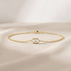 Emerald Cut Diamond Bezel Solitaire Chain Link Bracelet 14K Gold