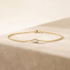 Marquise Shape Diamond Bezel Solitaire Chain Link Bracelet 14K Gold