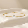 Asscher Cut Diamond Bezel Solitaire Chain Link Bracelet 14K Gold