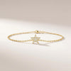 Diamond Round 14K Pave Dainty Solid Gold Star Chain Link Bracelet