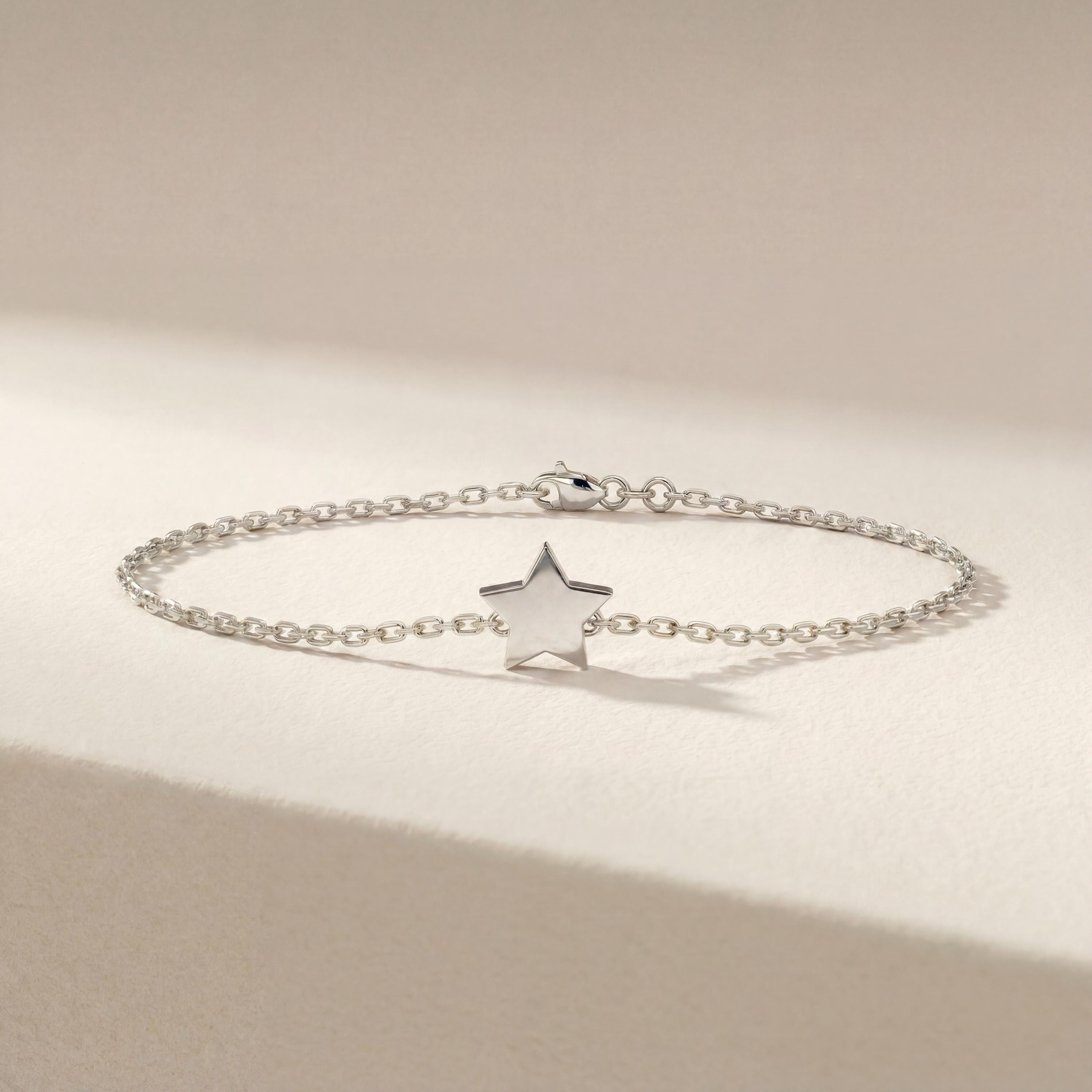 Solid Gold 14K Dainty Star Chain Link Bracelet