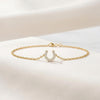 Round Diamond Pave 14K Dainty Solid Gold Horseshoe Chain Link Bracelet
