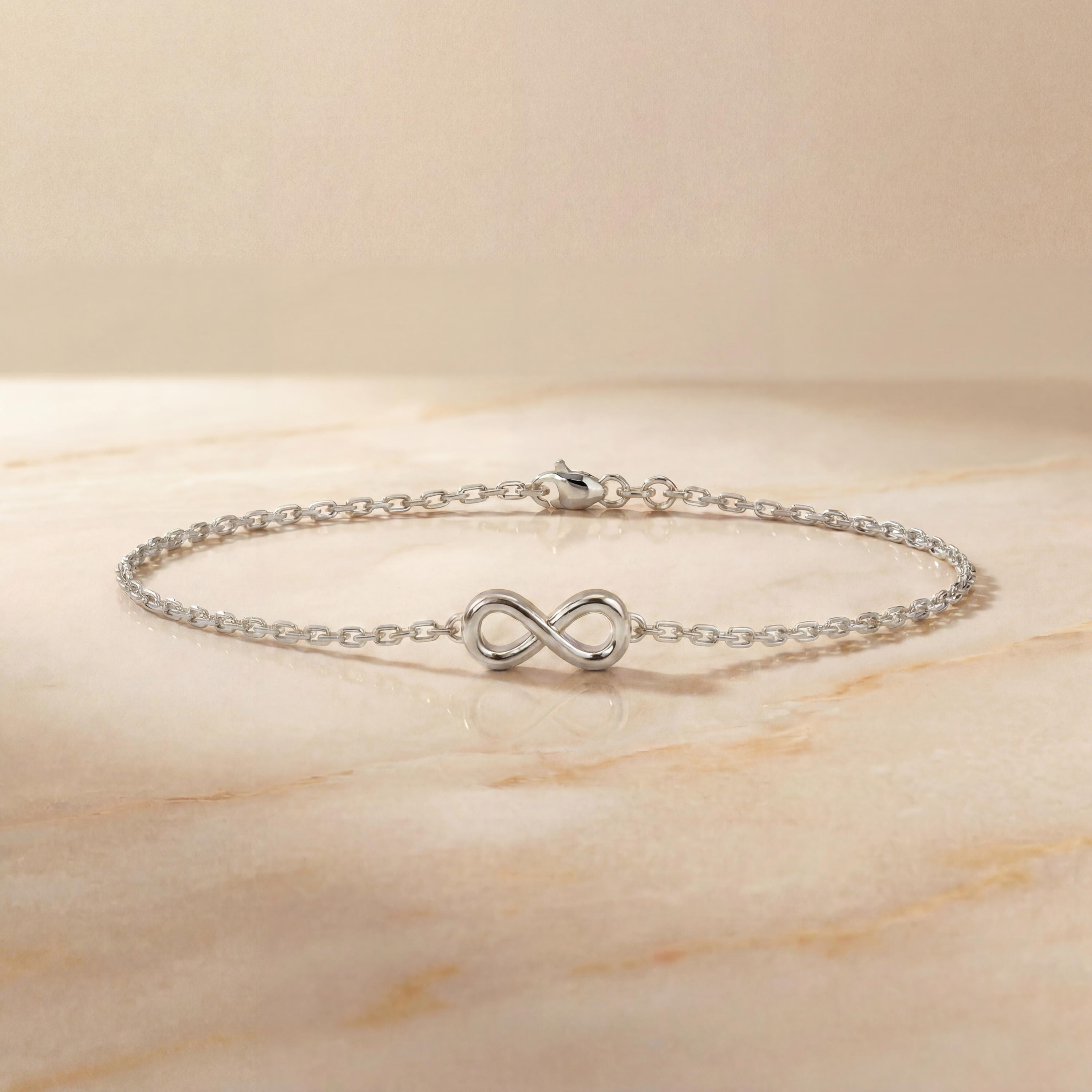 Solid Gold 14K Dainty Infinity Chain Link Bracelet