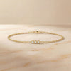 Diamond Round 3 Stone Bezel Set 14K Solid Gold Chain Link Bracelet
