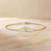Diamond Round 4 Stone Prong Set 14K Solid Gold Chain Link Bracelet