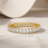 Diamond Prong Set Princess Cut Full Eternity Wedding Band Ring 14K Solid Gold