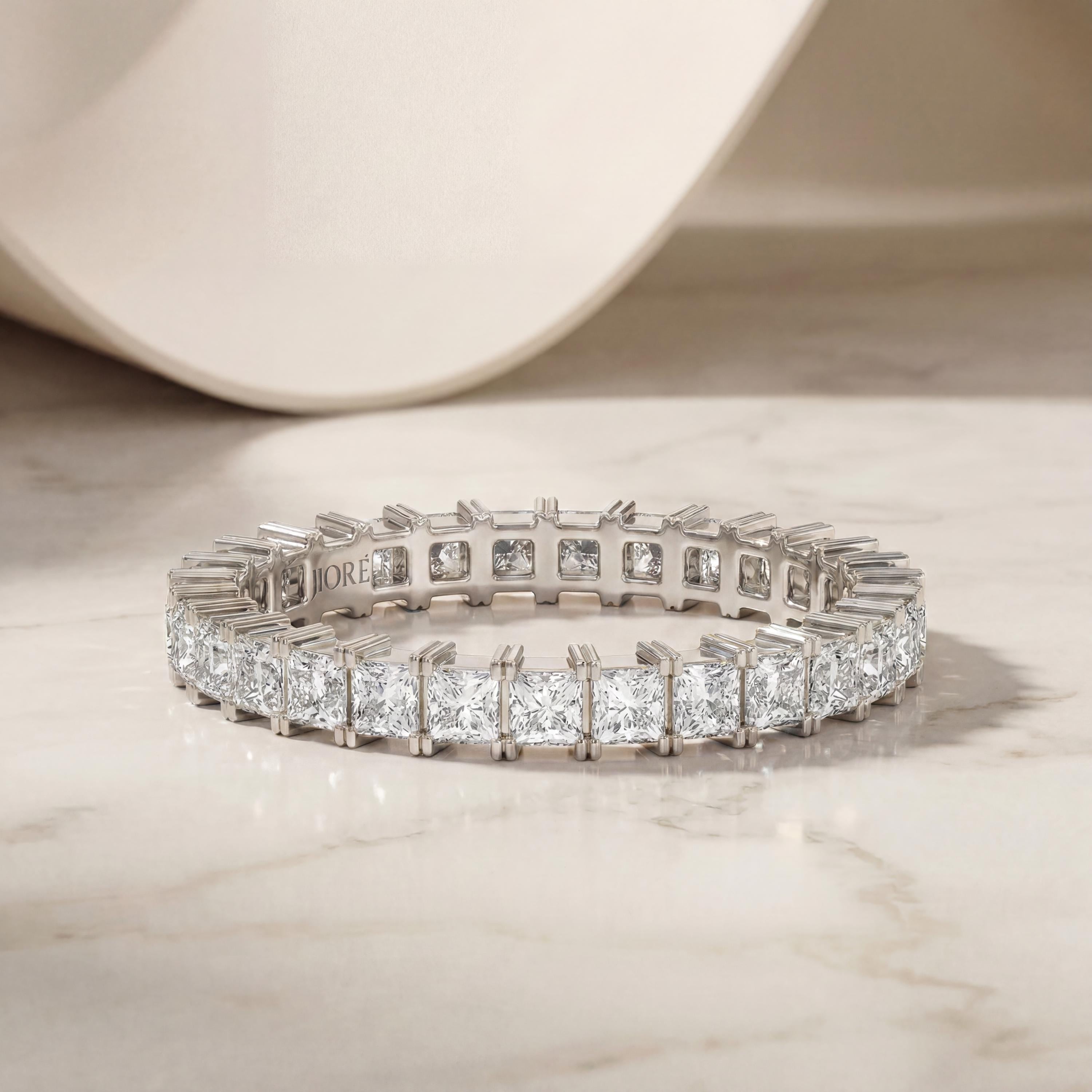 Diamond Prong Set Princess Cut Full Eternity Wedding Band Ring 14K Solid Gold