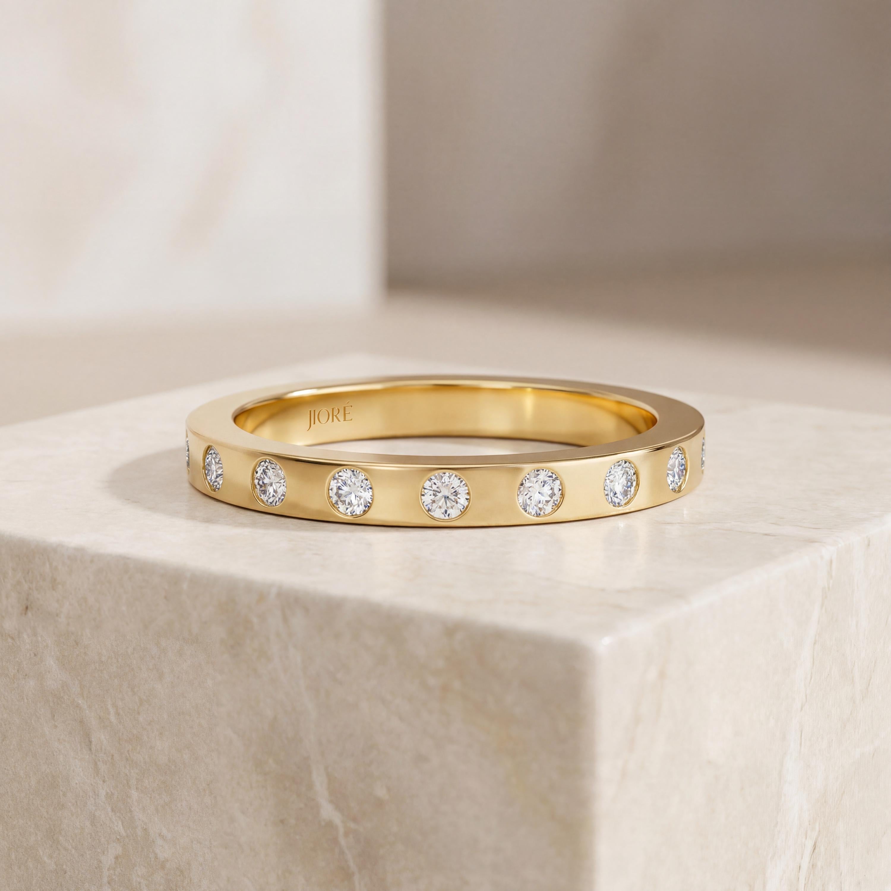 Diamond Half Way Round Brilliant Cut Eternity Wedding Band Ring Solid 14K Gold Flush Set