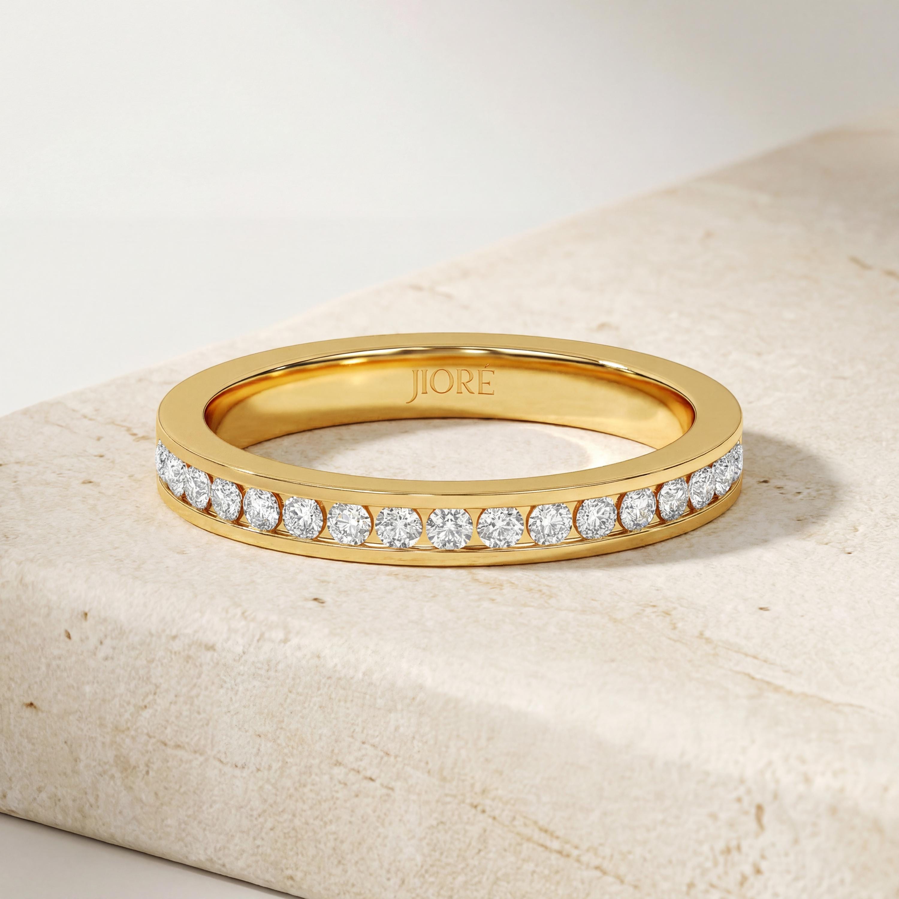 Diamond Round Brilliant Cut Half Way Eternity Wedding Band Ring 14K Solid Gold Channel Set