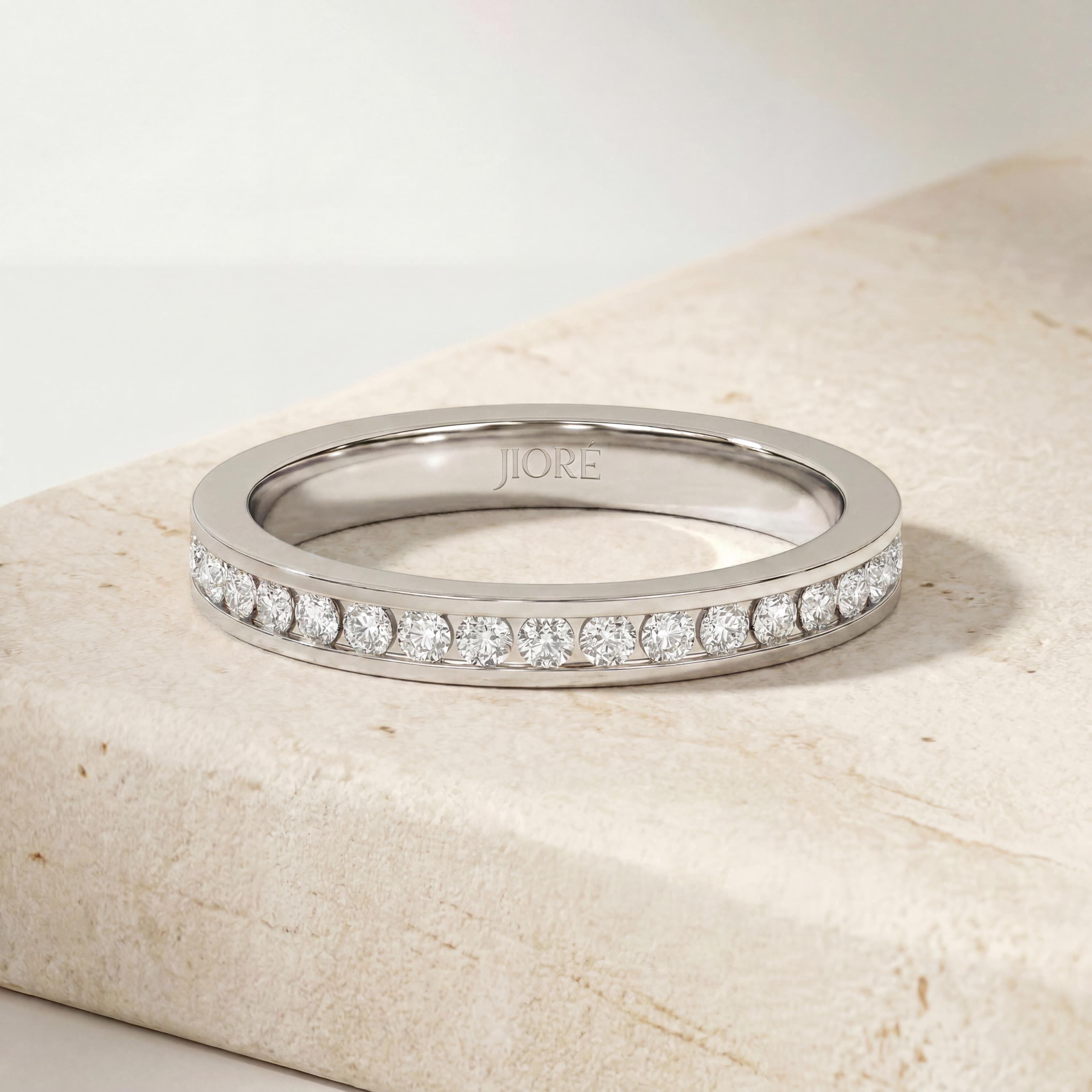 Diamond Round Brilliant Cut Half Way Eternity Wedding Band Ring 14K Solid Gold Channel Set
