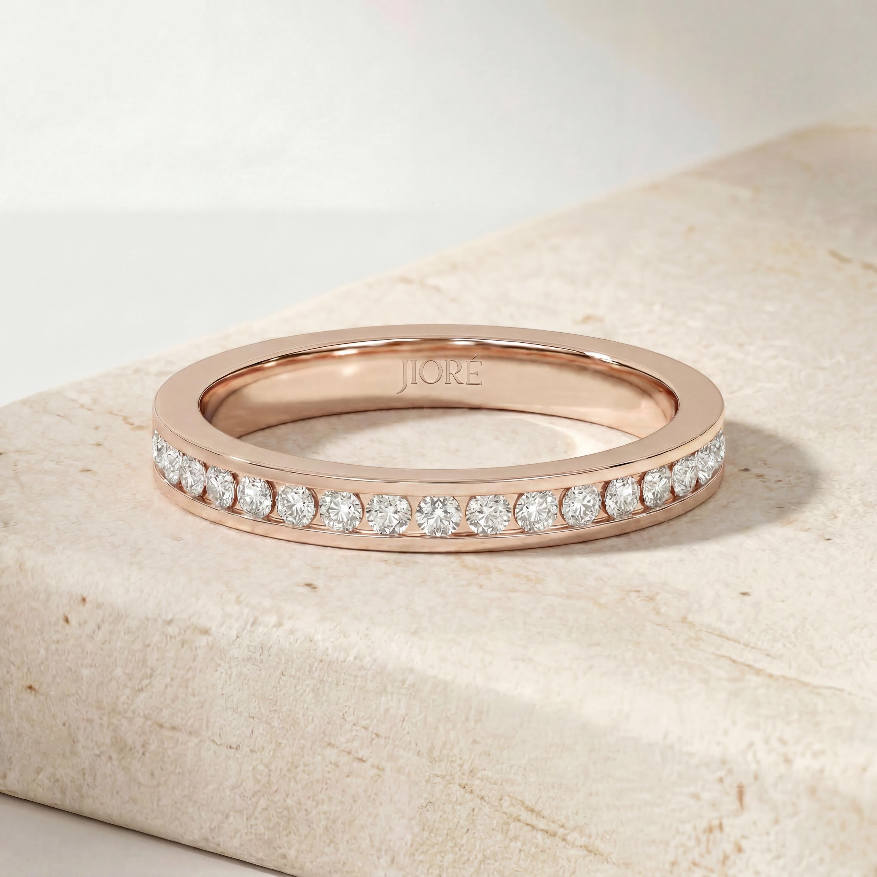 Diamond Round Brilliant Cut Half Way Eternity Wedding Band Ring 14K Solid Gold Channel Set