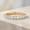 Round Brilliant Cut Diamond Half Way Eternity Wedding Band Ring 14K Solid Gold Scallop Set