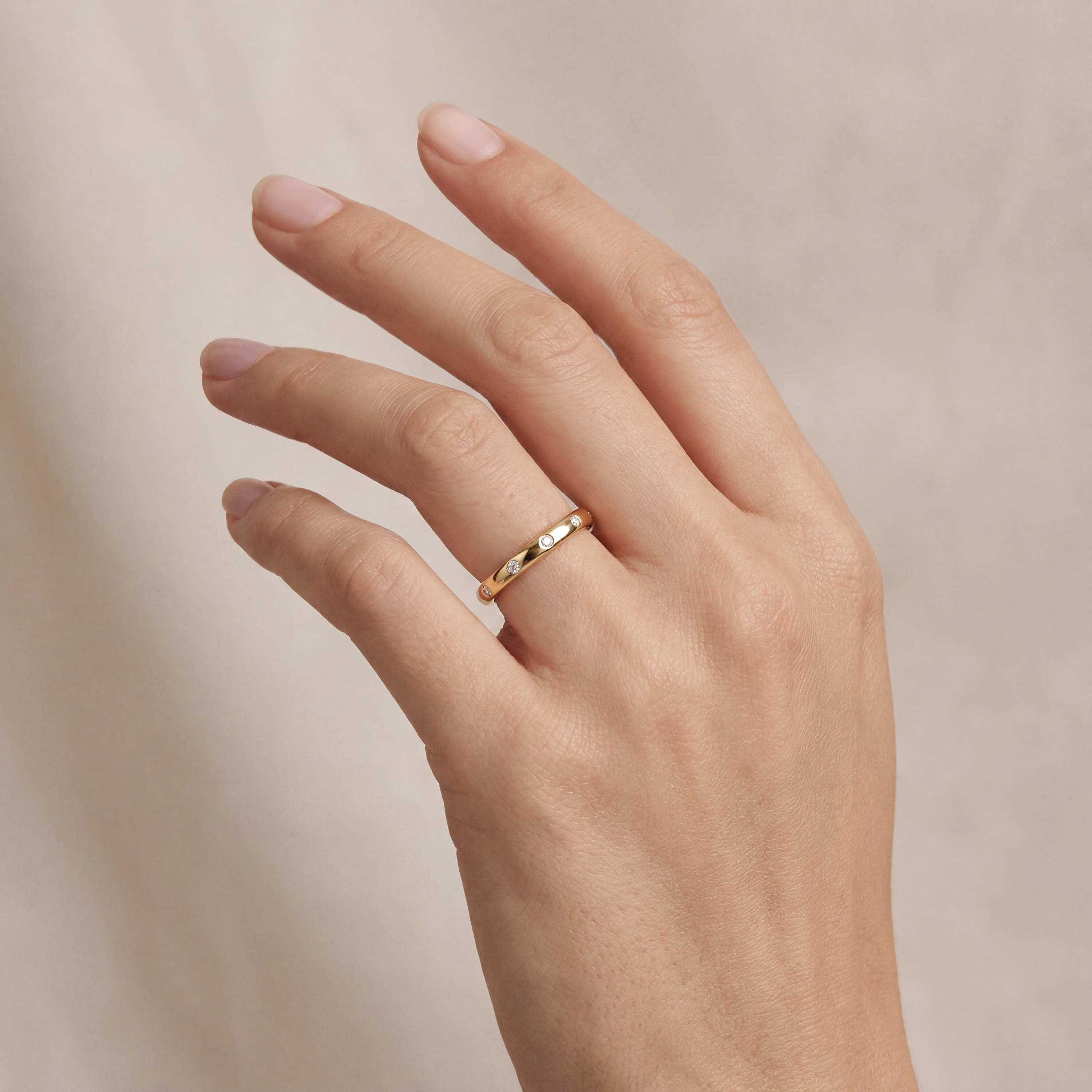 Diamond Round Brilliant Cut Full Eternity Wedding Band Ring 14K Solid Gold Flush Set