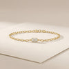 Emerald Cut Diamond Solitaire 14K Solid Gold Paperclip Link Bracelet