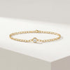 Round Brilliant Cut Solitaire Bezel Set Diamond 14K Solid Gold Paperclip Link Bracelet