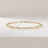 Round Brilliant Cut 5 Stone 14K Solid Gold Paperclip Link Bracelet