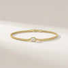 Emerald Cut Bezel Set Diamond Solitaire 14K Solid Gold Cuban Curb Link Bracelet