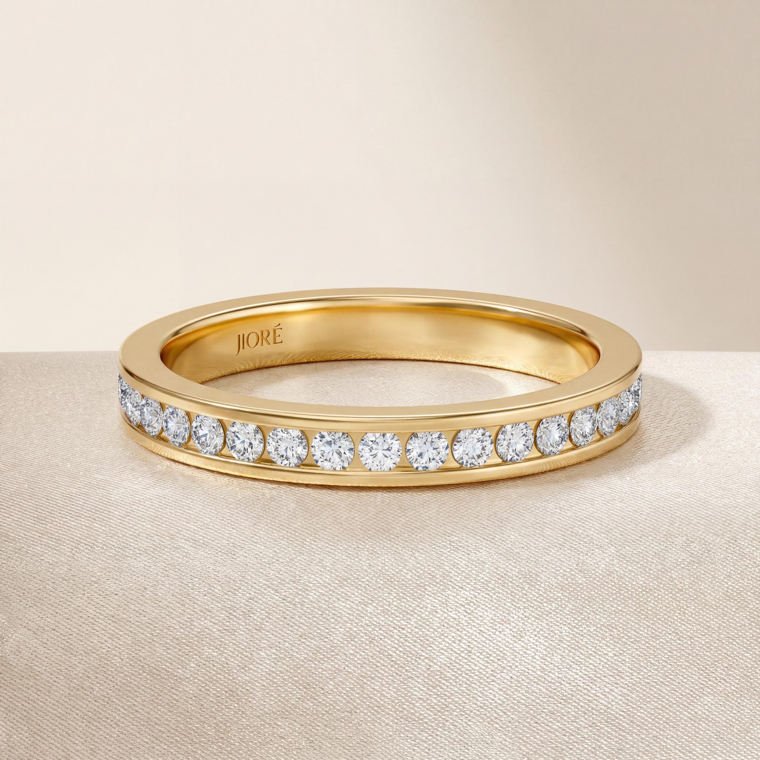 Diamond Round Brilliant Cut Full Eternity Wedding Band Ring 14K Solid Gold Channel Set