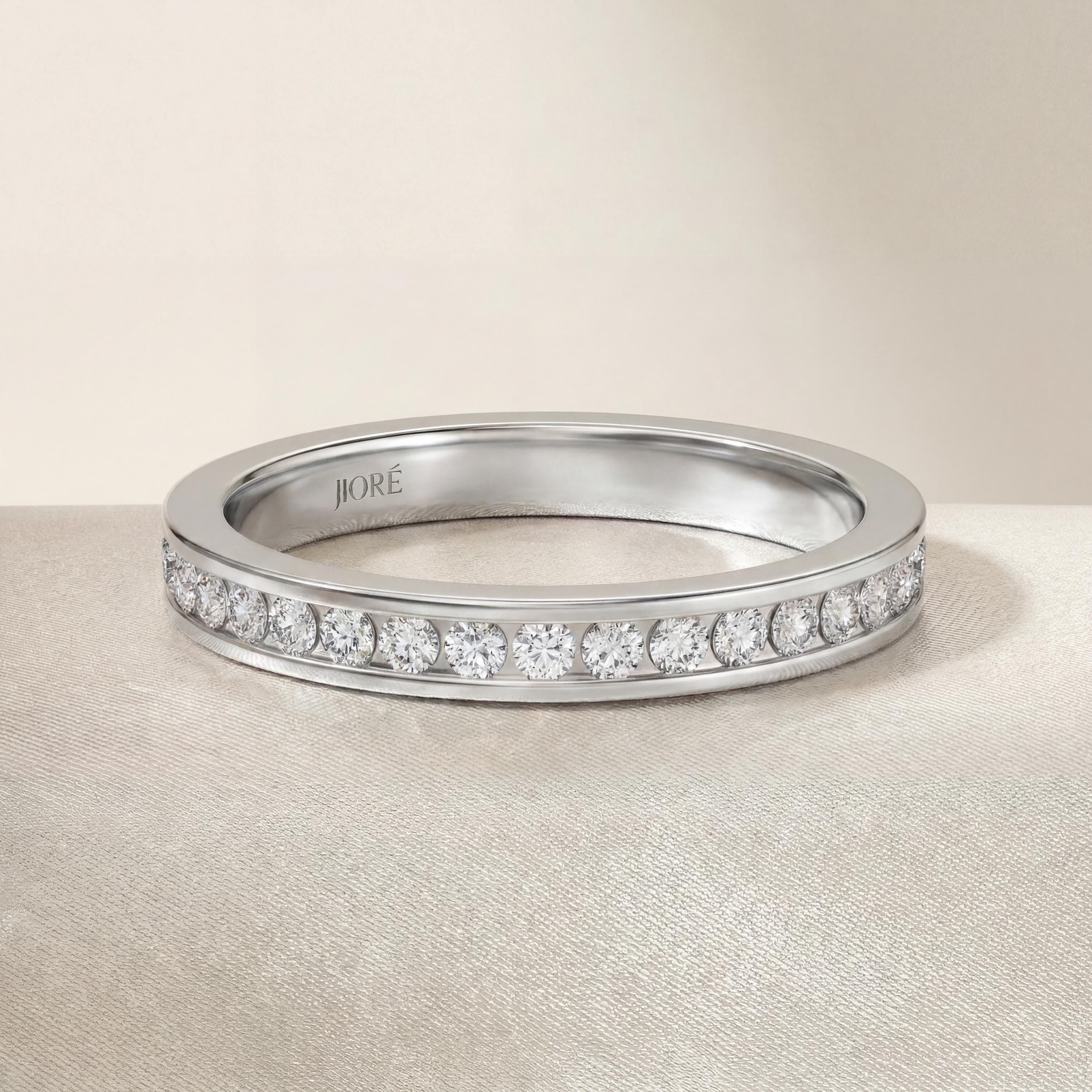 Diamond Round Brilliant Cut Full Eternity Wedding Band Ring 14K Solid Gold Channel Set