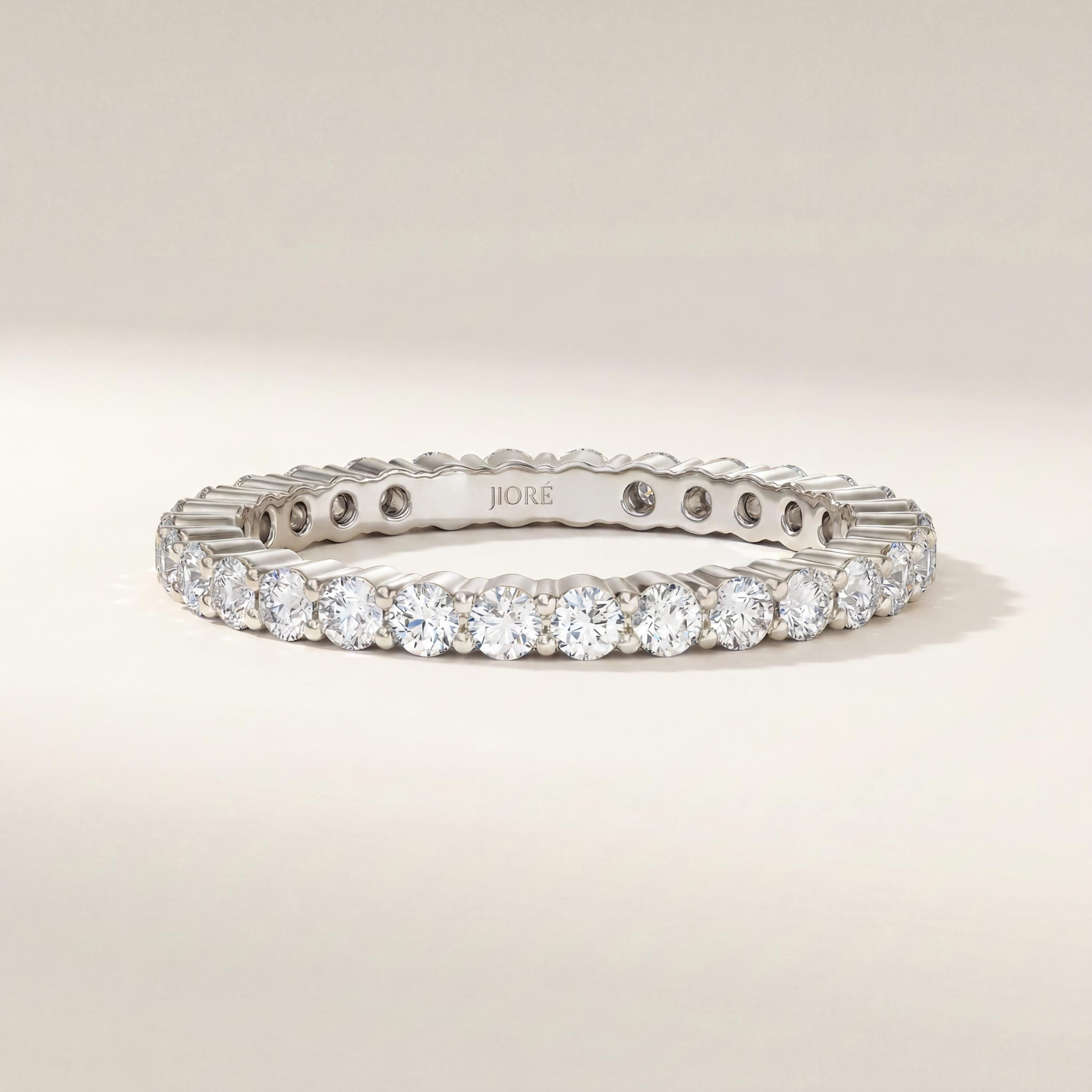 Diamond Eternity Band 14K Solid Gold Round Brilliant Prong Setting Wedding Band Stacking Ring
