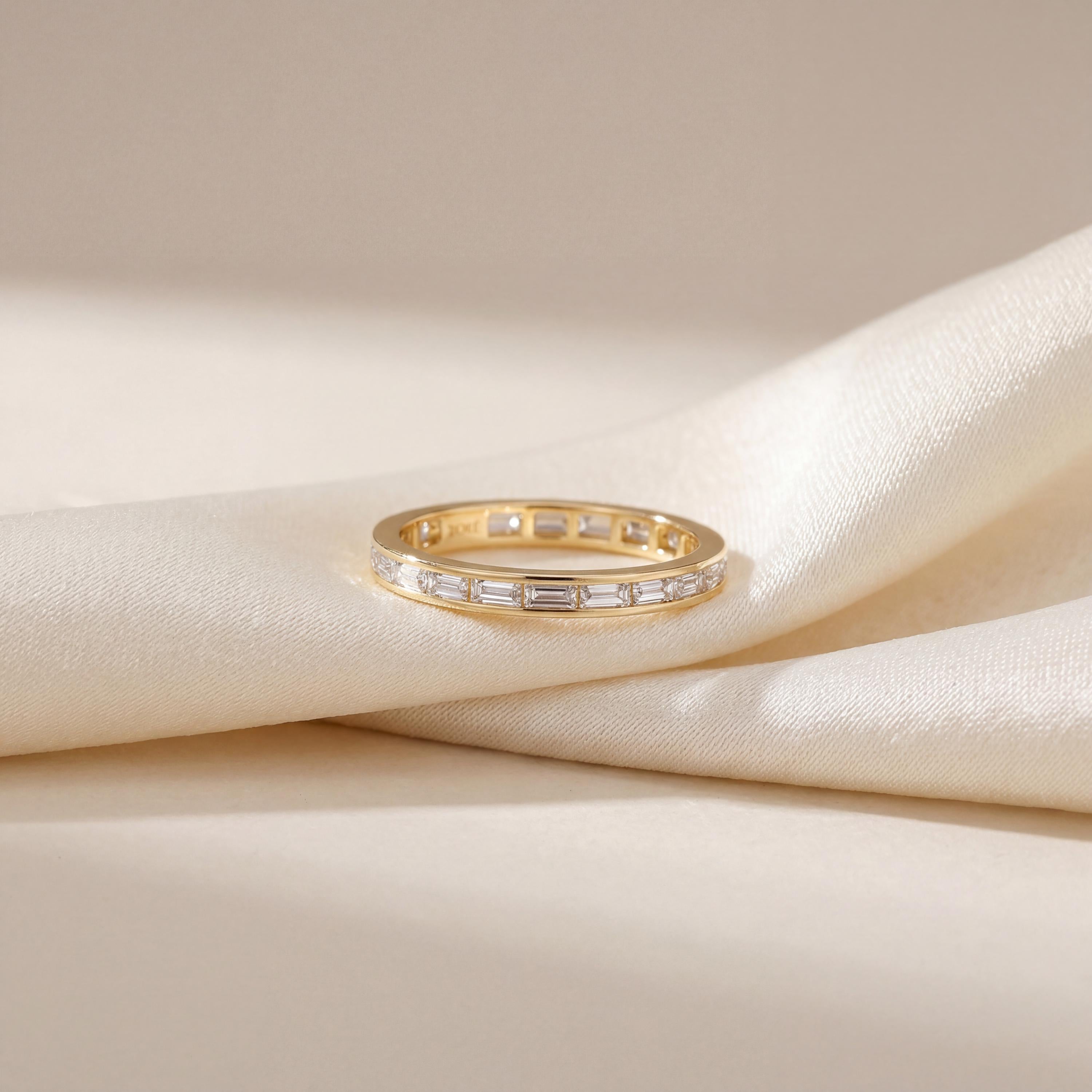 Baguette Cut Diamond Full Eternity Wedding Band Ring 14K Solid Gold Channel Set
