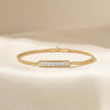 Princess Cut Diamond Bar Set 14K Solid Gold Cuban Curb Link Bracelet