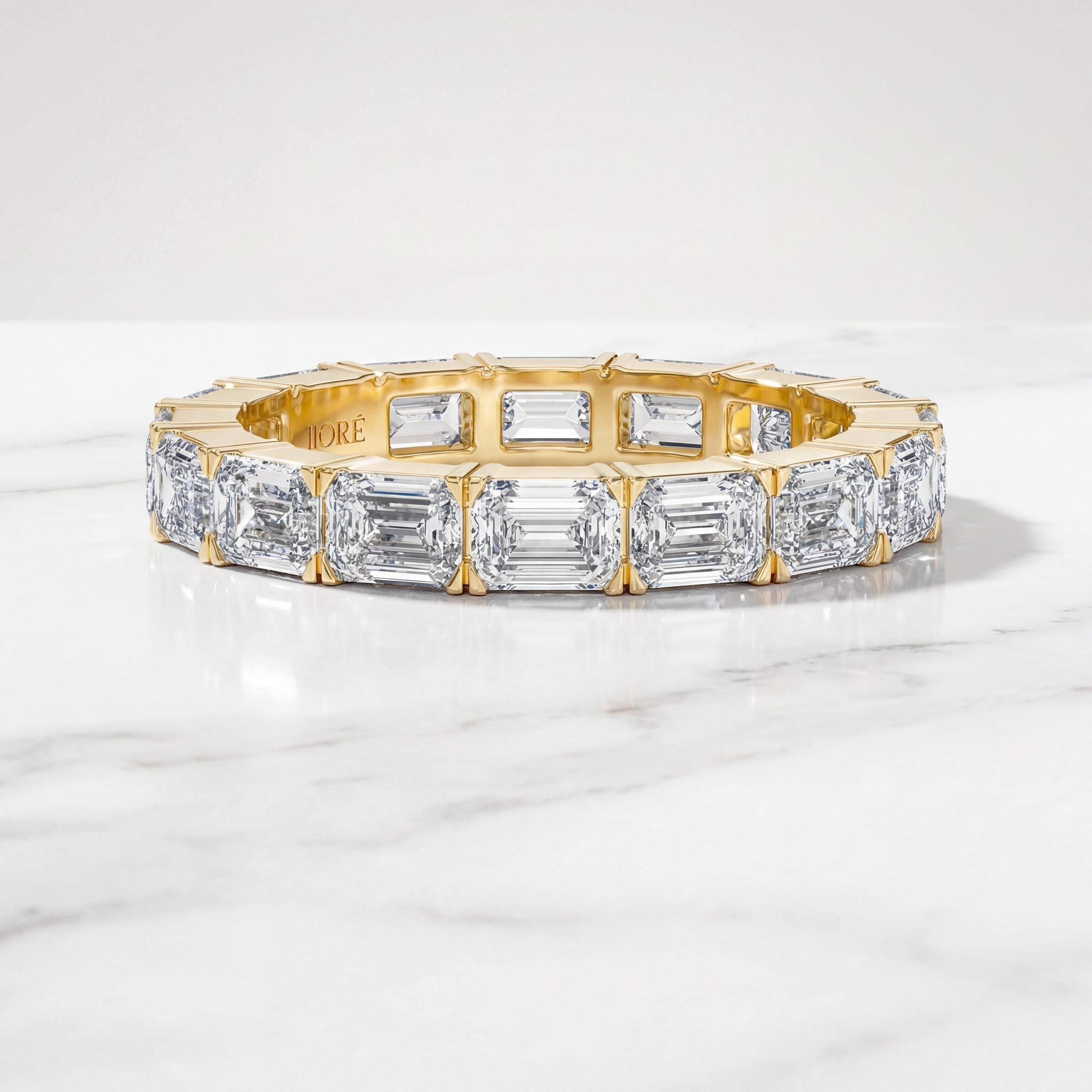 Emerald Cut Diamond Full Eternity Wedding Band Ring 14K Solid Gold Prong Set