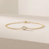Pear Shape Diamond Bezel Solitaire Chain Link Bracelet 14K Gold