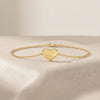 Dainty Heart Chain Link Bracelet 14K Solid Gold