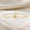 Round Diamond Solitaire Dainty 14K Solid Gold Heart Chain Link Bracelet