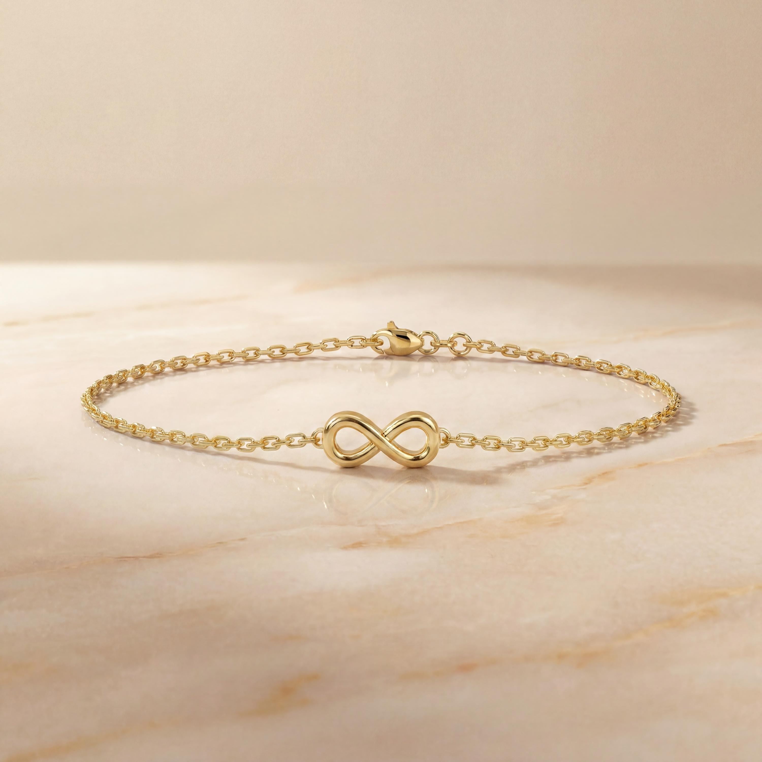 Solid Gold 14K Dainty Infinity Chain Link Bracelet