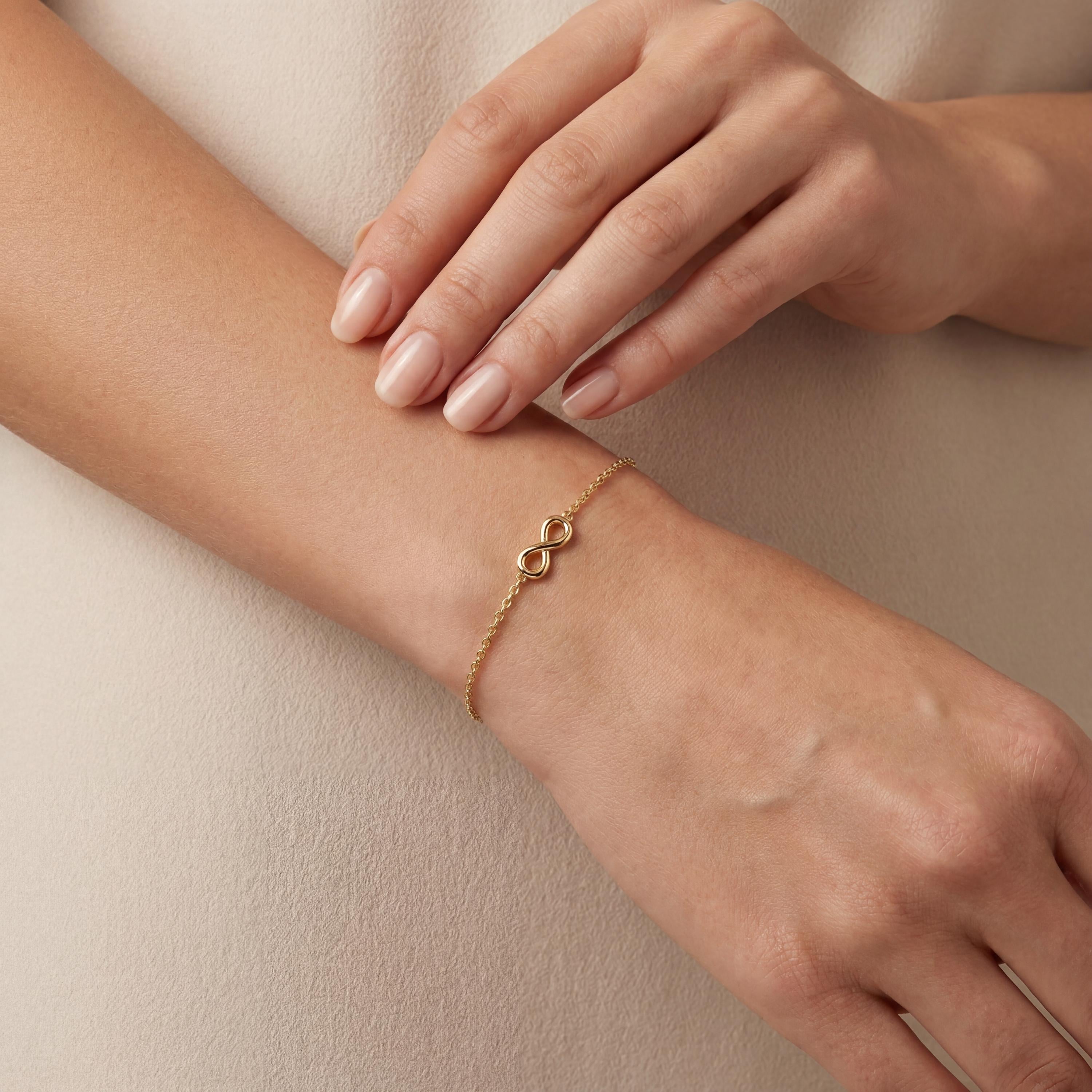 Solid Gold 14K Dainty Infinity Chain Link Bracelet