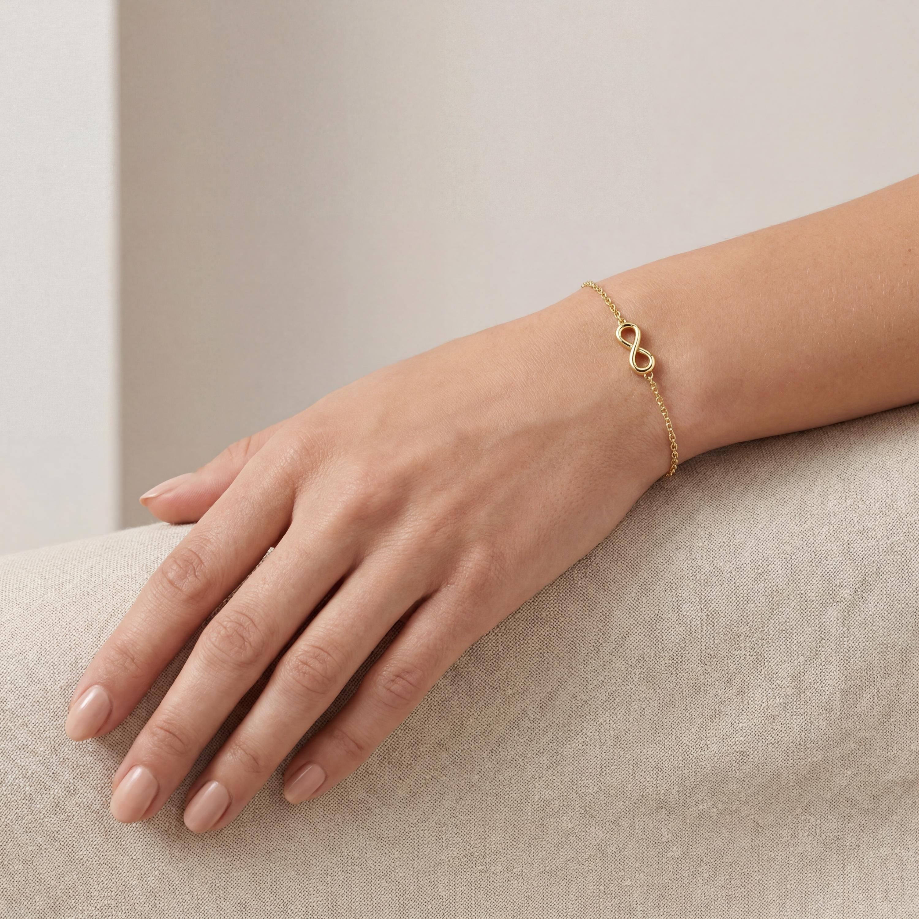 Solid Gold 14K Dainty Infinity Chain Link Bracelet