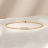 Princess Cut Diamond 3 Stone Bezel Set 14K Solid Gold Chain Link Bracelet