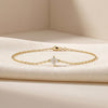 Diamond Round 4 Stone Prong Set 14K Solid Gold Chain Link Bracelet