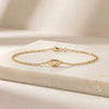 Marquise Shape Diamond Eye Bezel Set 14K Solid Gold Chain Link Bracelet