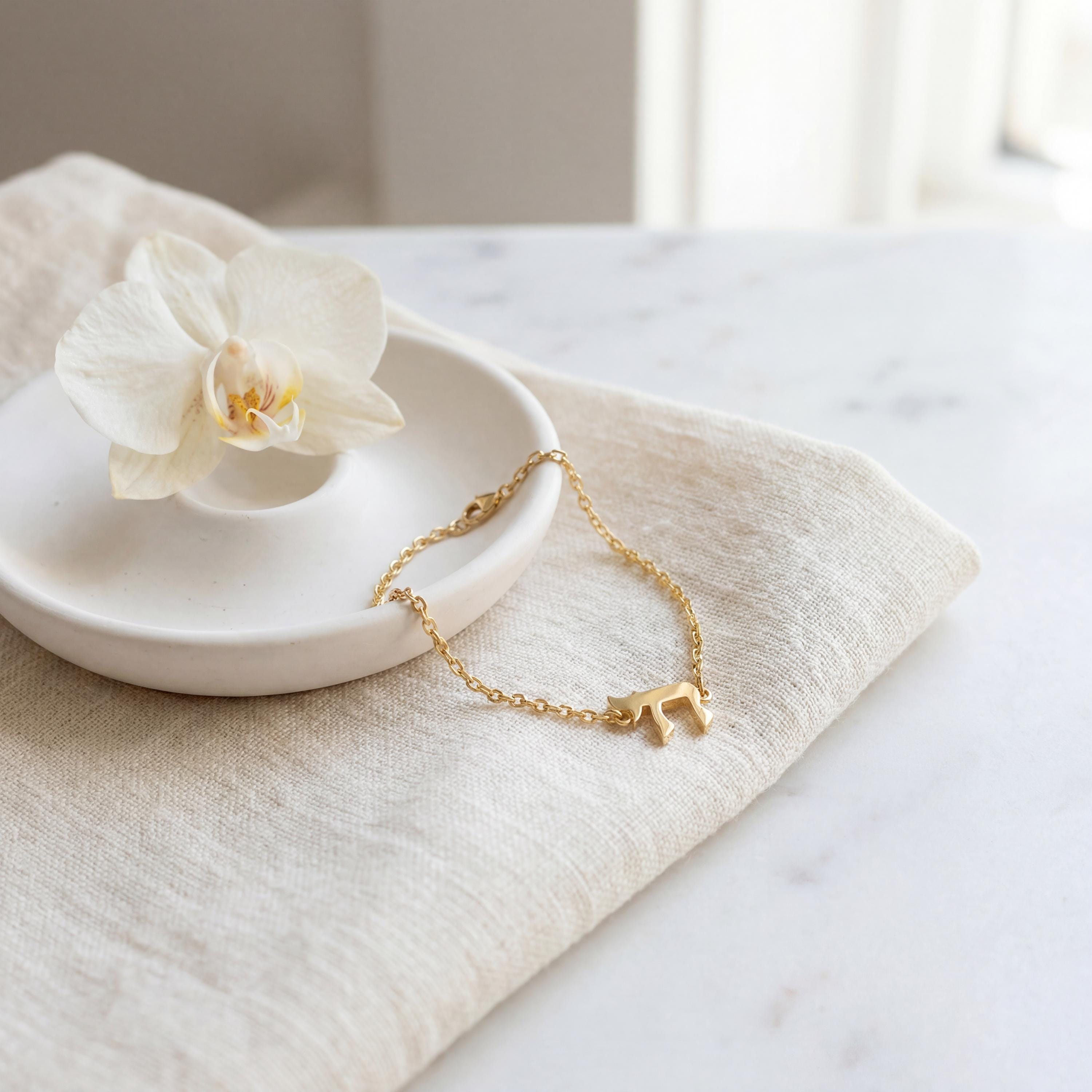 Chai Hebrew Life Symbol Dainty 14K Solid Gold Chain Bracelet