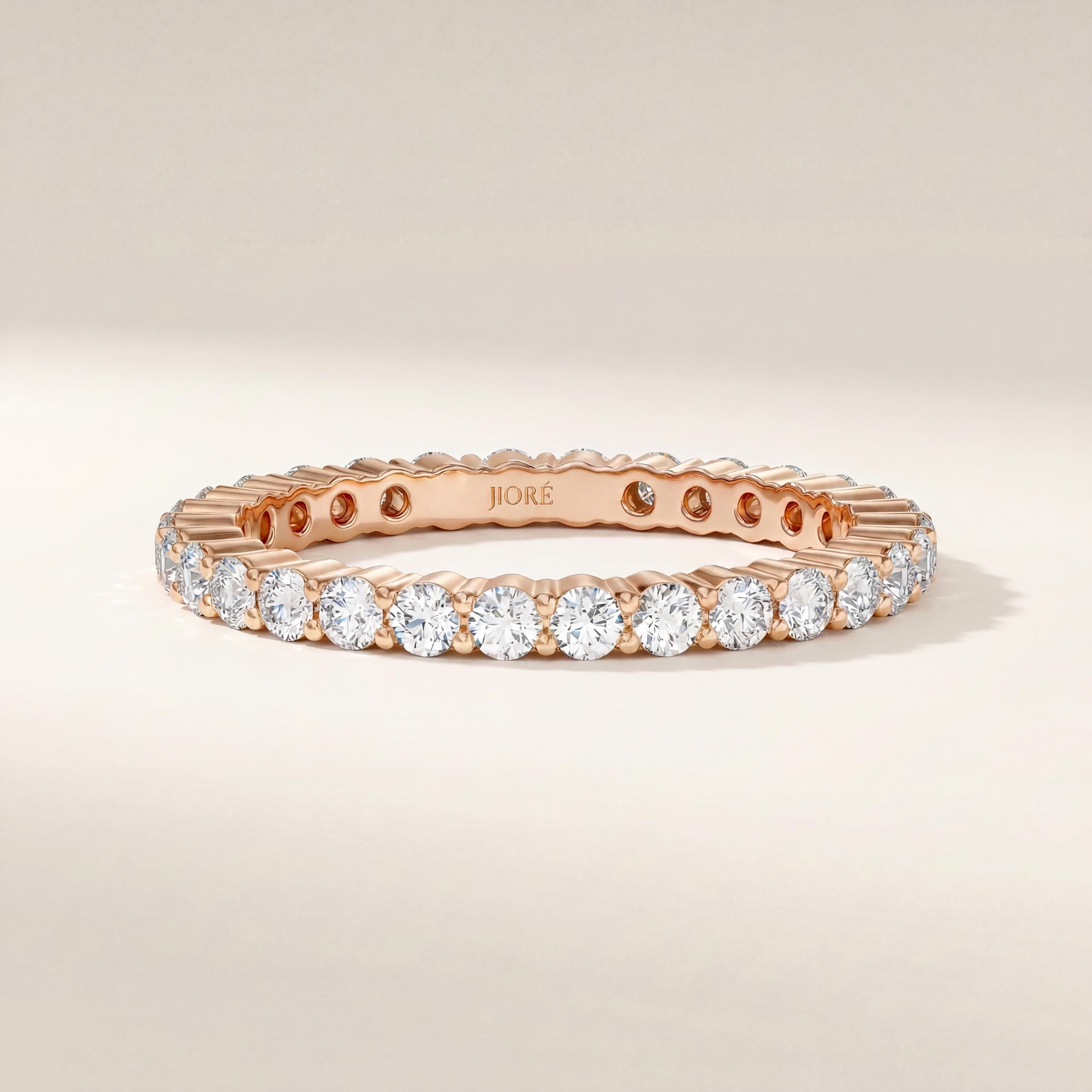 Diamond Eternity Band 14K Solid Gold Round Brilliant Prong Setting Wedding Band Stacking Ring