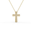 Round Diamond Rigged Dainty Cross 14K Solid Gold Pendant Necklace