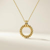Twisted Love Knot Rope Circle 14K Solid Gold Pendant Necklace