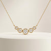 Round Diamond Five Stone Graduated Bezel Necklace 14K Solid Gold Pendant