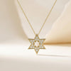 Round Diamond Dainty Star Of David 14K Solid Gold Pendant Necklace