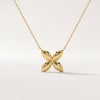Dainty Four Petal Flower 14K Solid Gold Pendant Necklace