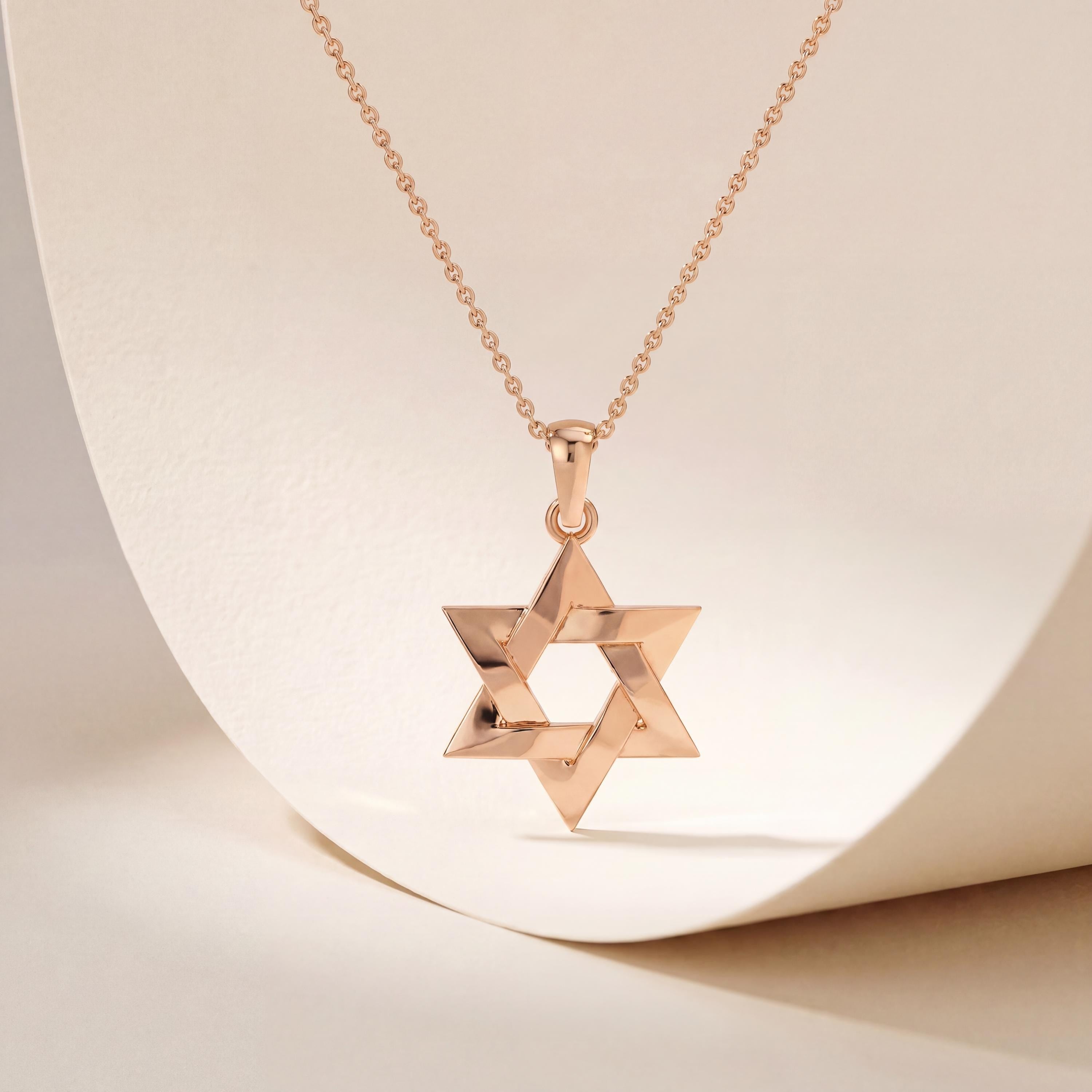 Star Of David Dainty 14K Solid Gold Pendant Necklace