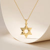 Star Of David Dainty 14K Solid Gold Pendant Necklace