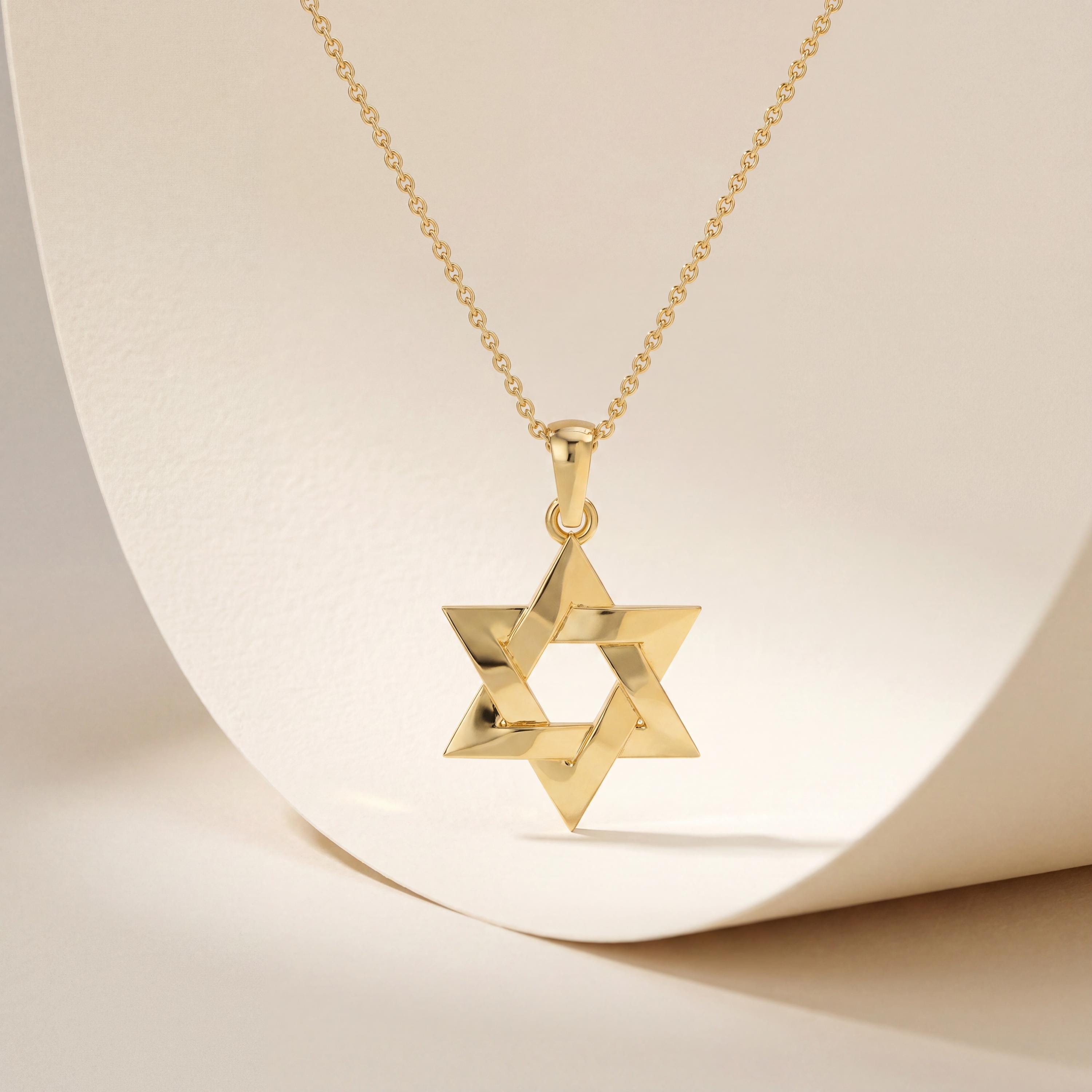 Star Of David Dainty 14K Solid Gold Pendant Necklace