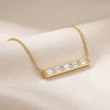 Baguette Diamond Dainty Bar Channel Set 14K Solid Gold Pendant Necklace