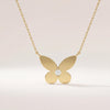 Round Solitaire Diamond Dainty Butterfly 14K Solid Gold Pendant Necklace